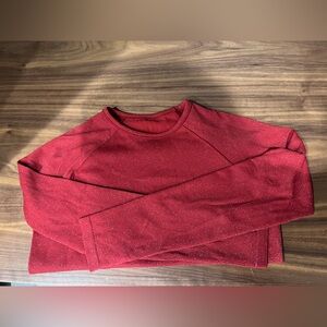 Athleta Girl Red Long Sleeve Shimmer Top